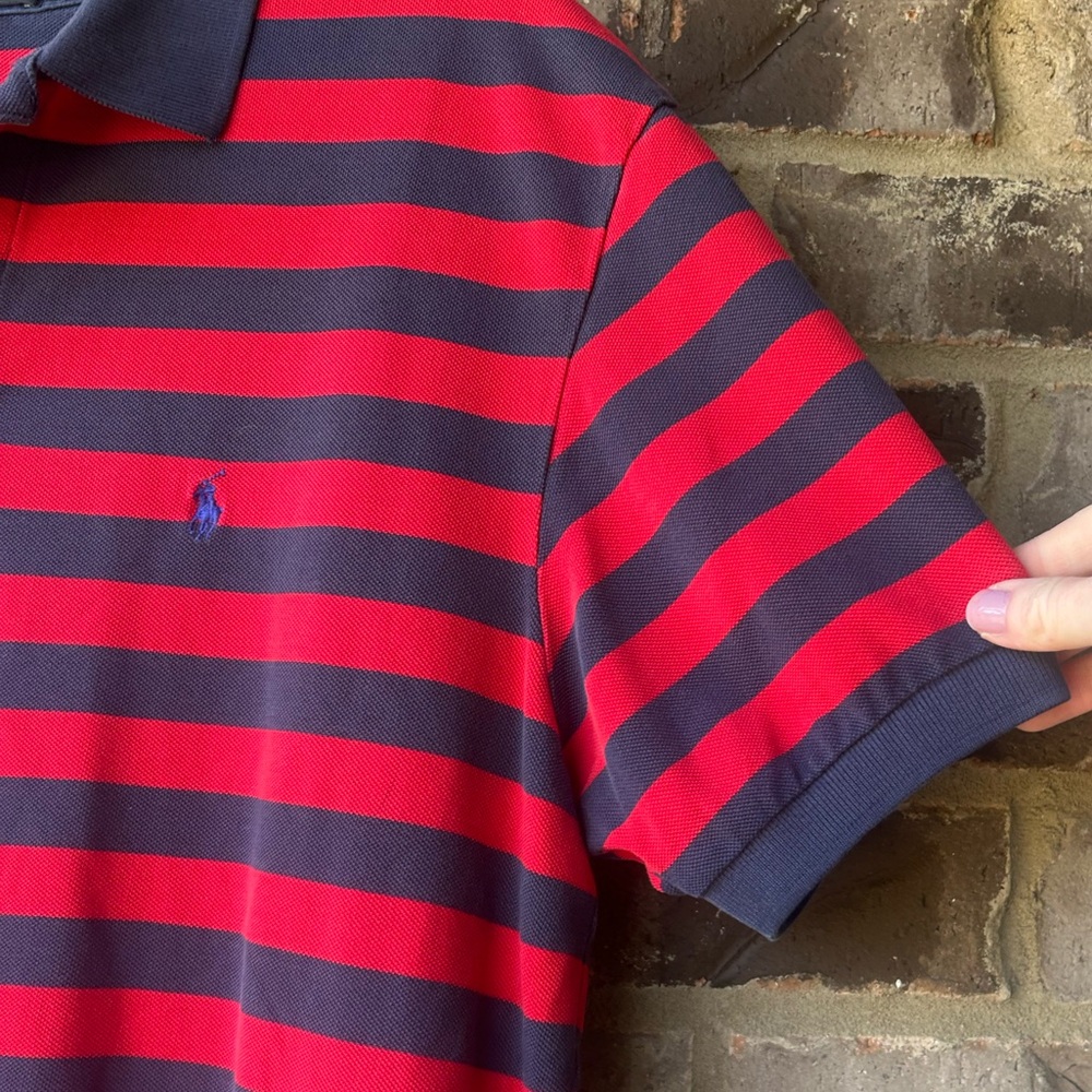 Y2K POLO RALPH LAUREN Striped Short Sleeve Polo Prep Old Money Dad Collegiate XL - Picture 6 of 14